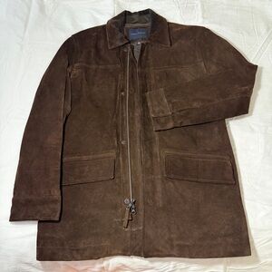Banana Republic Dark Brown Suede Jacket Quilted Insulated Lining
